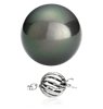 10.5-11 毫米 Grey and Black Ombré Tahitian Strand Necklace with 钻石扣环